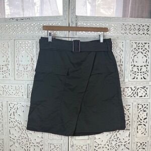 Banana Republic Green Cargo Faux Wrap Skirt Sz 8 Tall Utility Belted Pockets